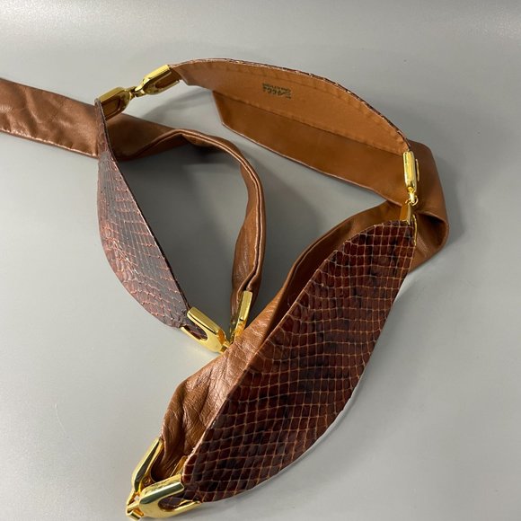 Vintage AFF & Creation Snakeskin Three-Penal Women\'s Waist Belt main image 5